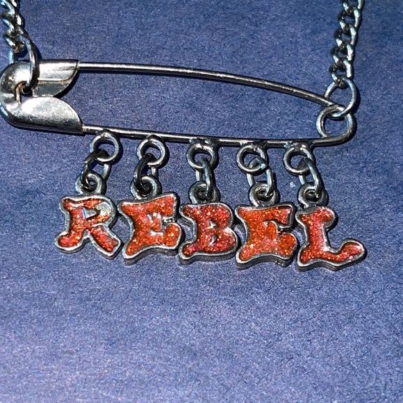 “REBEL” Necklace - red letters on a Safety Pin - FUN, SASSY & BADASSY - Picture 8 of 12